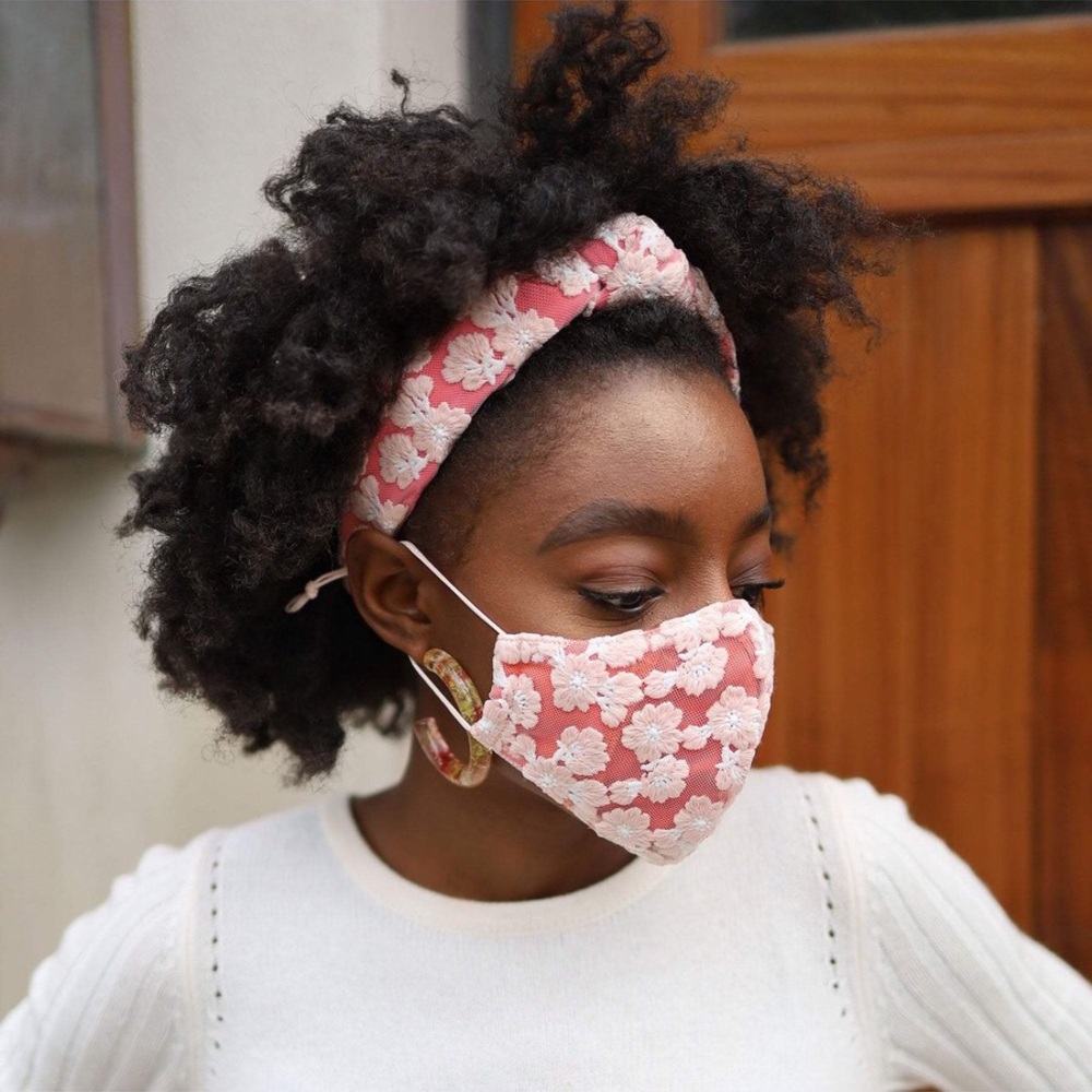 Lele Sadoughi Floral Lace Headband in Coral